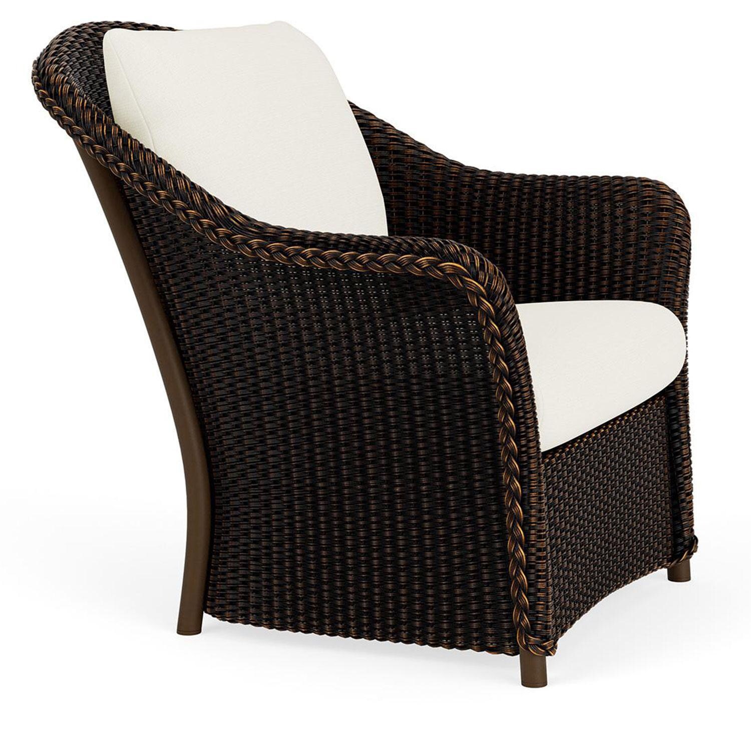 Lloyd Flanders Weekend Retreat Lounge Chair in Mink Finish W/ Sailcloth Salt Fabric - Angled thumbnail