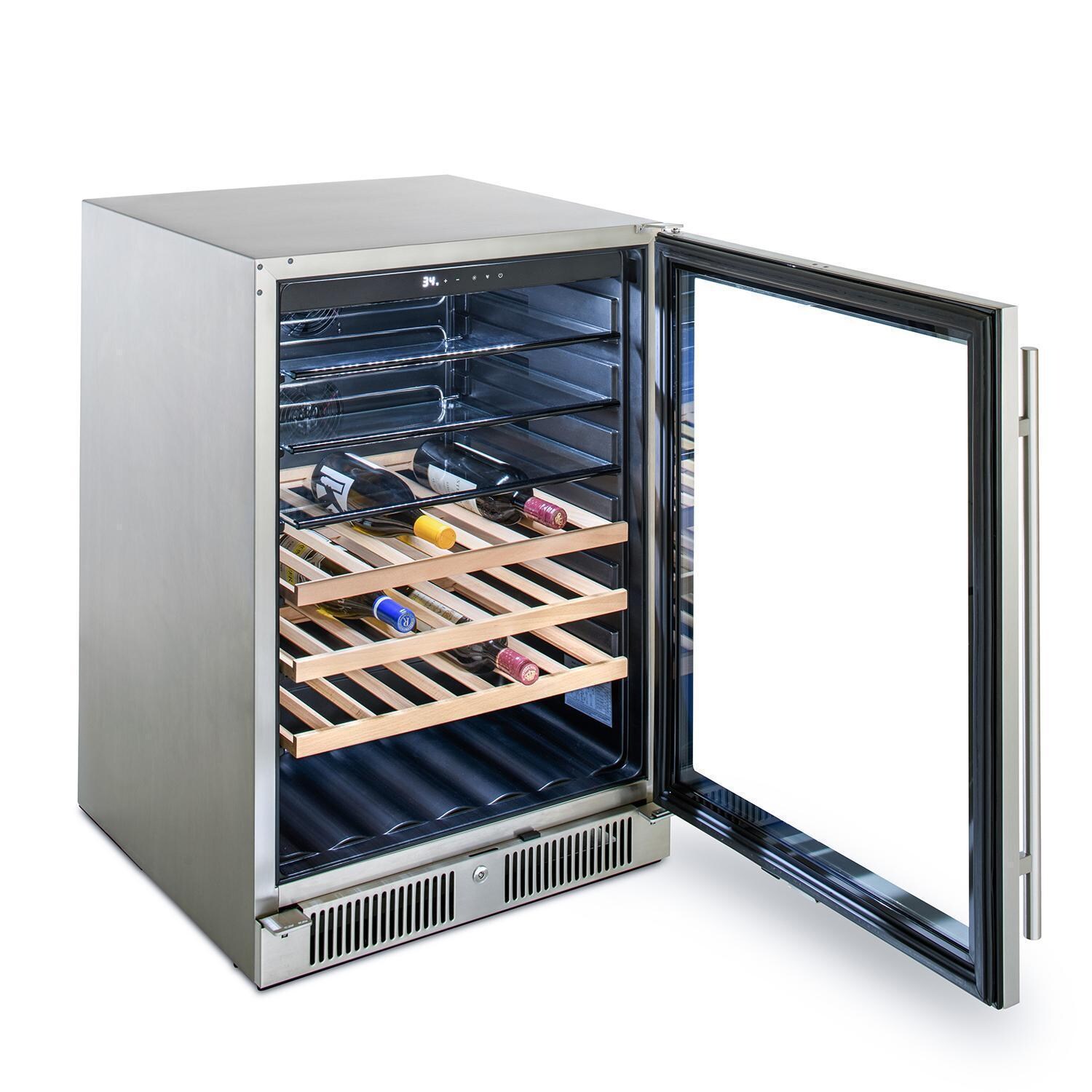 Blaze BLZ-GDBEV-5.5 24-in 5.5 Cu. Ft. Outdoor Rated Beverage Cooler - Side View w/ Wine - White Background thumbnail