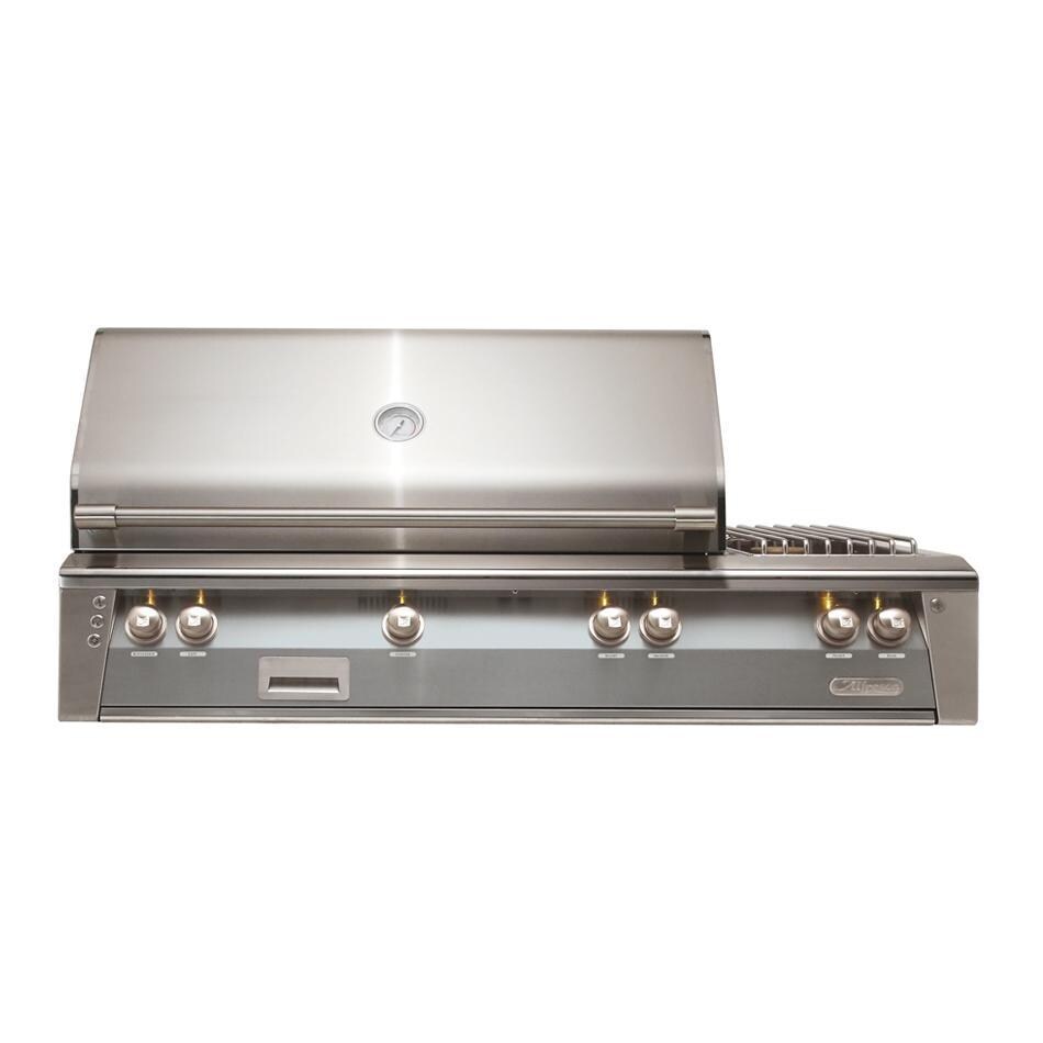 Alfresco ALXE 56-Inch Built-In Natural Gas Deluxe Grill With Rotisserie And Side Burner in Signal Gray - ALXE-56-NG-S7004