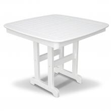 Nautical White Recycled Plastic Wood 37 Inch Square Patio Dining Table By POLYWOOD