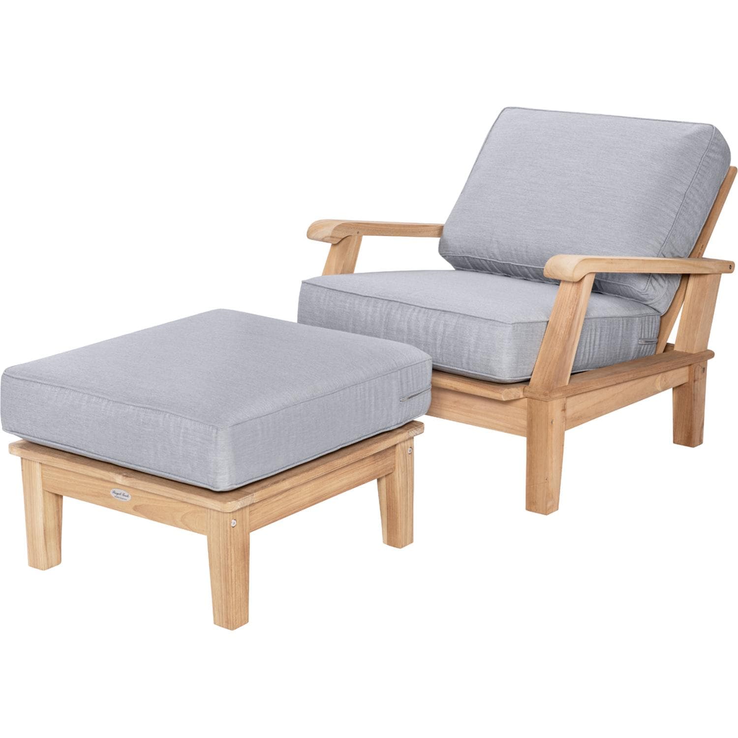 Miami 2 Pc Teak Seating Set w/ Ottoman in Canvas Granite by Royal Teak Collection