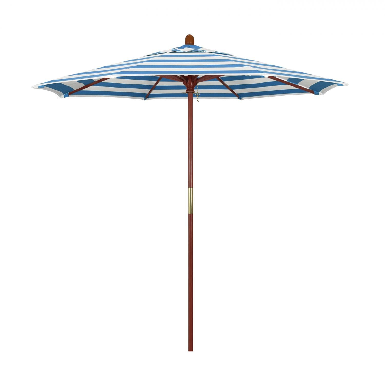 California Umbrella Grove Series 7.5 Ft Octagonal Hardwood Patio Umbrella W/ Push Lift - Sunbrella Cabana Regatta Canopy