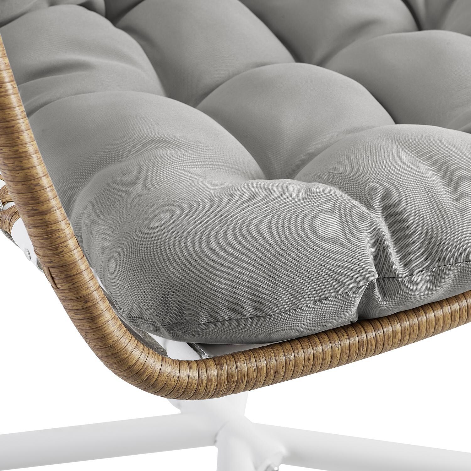 Ultimate Patio Resin Rattan Swing Chair W/ Steel Frame - Brown/Gray - Close Up thumbnail