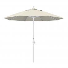 California Umbrella 9 Ft. Octagonal Aluminum Collar Tilt Patio Umbrella W/ Crank Lift & Aluminum Ribs - Matted White Frame / Olefin Antique Beige Canopy