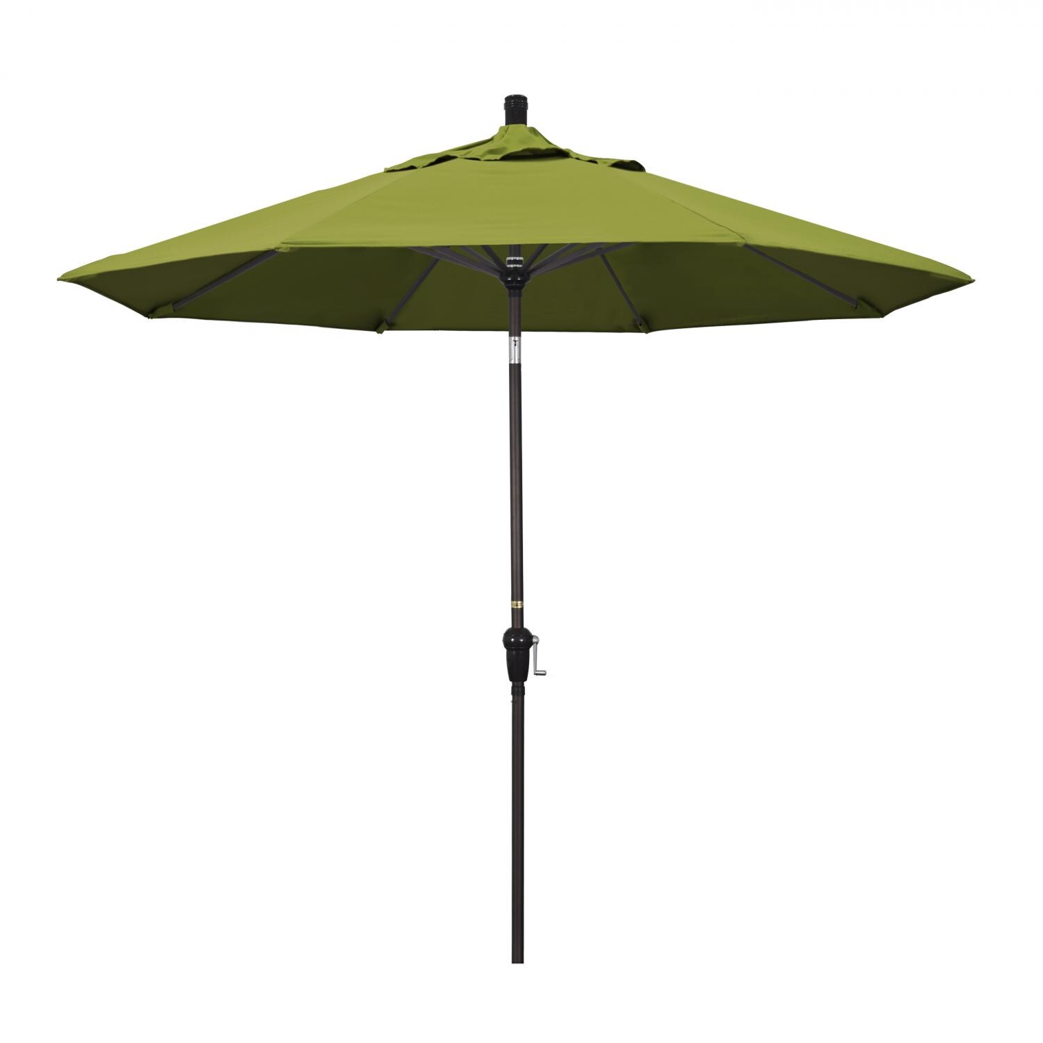 California Umbrella 9 Ft. Octagonal Aluminum Auto Tilt Patio Umbrella W/ Crank Lift & Aluminum Ribs - Bronze Frame / Olefin Kiwi Canopy
