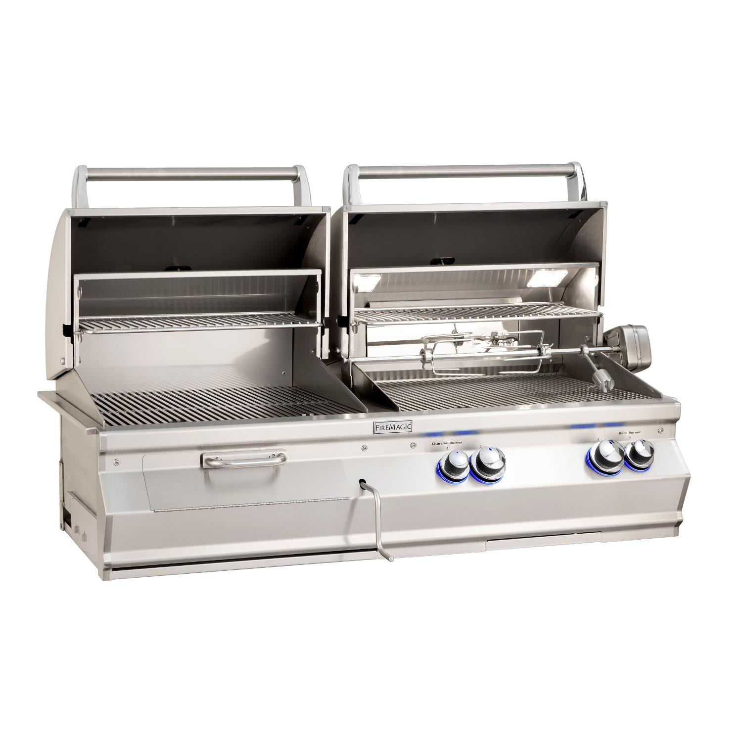 Fire Magic - A830I-8EAP-CB - Aurora 46-Inch Built-In Propane Gas & Charcoal Combo Grill W/ Rotisserie - Open thumbnail