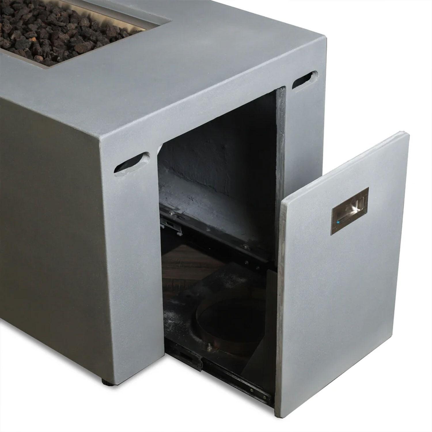 Glenwood 72-in Rectangular Concrete Propane Fire Pit in Natural Gray by Lakeview Outdoor Designs - Hidden Propane Tank Holder - Detail thumbnail