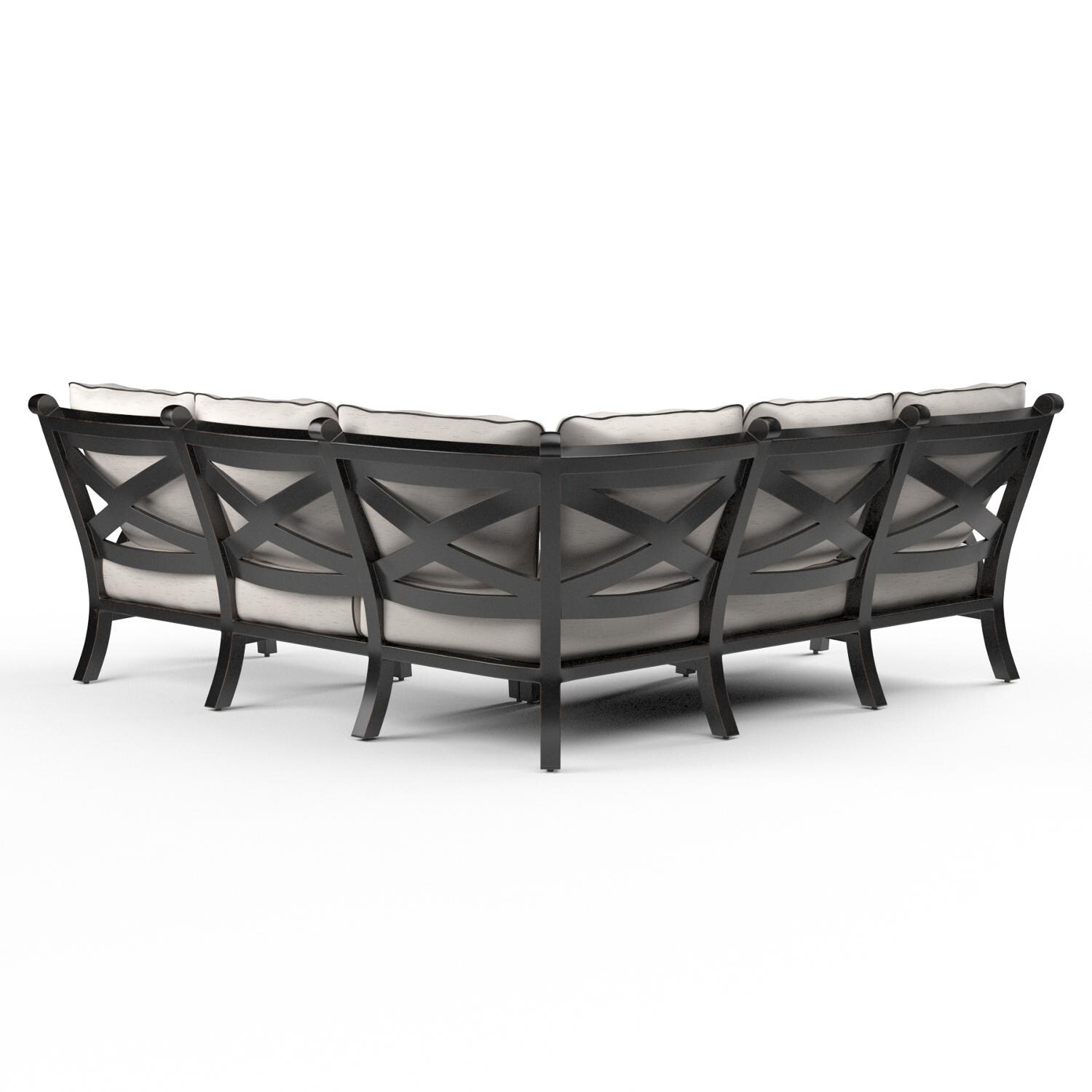 Sunset West - 3001-SEC-56094 - Monterey 3 Piece Cast Aluminum Patio Sectional Set W/ Sunbrella Frequency Sand Cushions - Rear View thumbnail