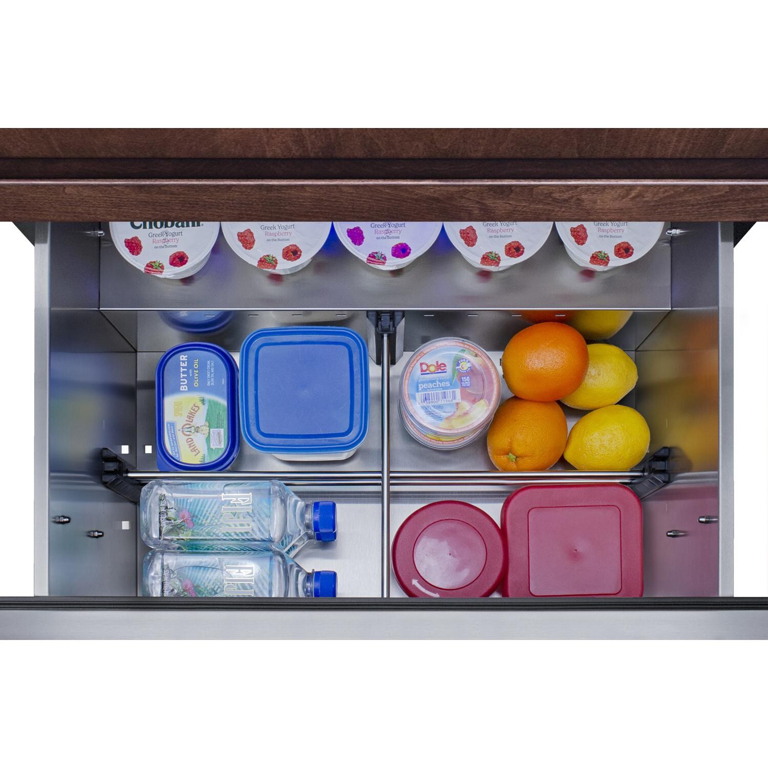 Summit SPR275OS2DPNRADA 27-Inch 4.83 Cu. Ft. 2-Drawer All-Refrigerator - Custom Panel - Bottom Drawer Open Full thumbnail