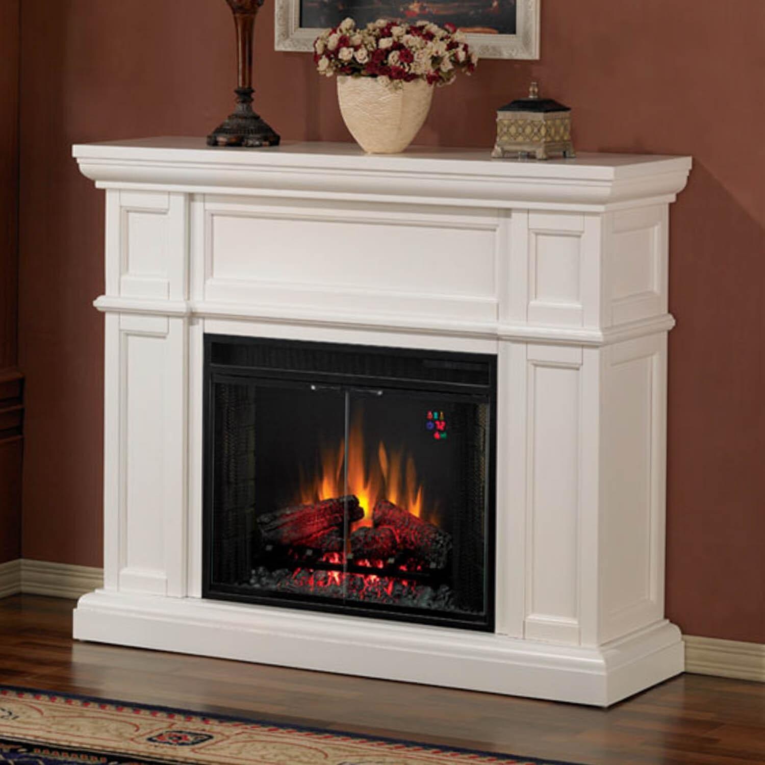 Classic Flame 52-Inch Artesian Electric Wall Mount Fireplace With Traditional Infrared Log Set - White thumbnail