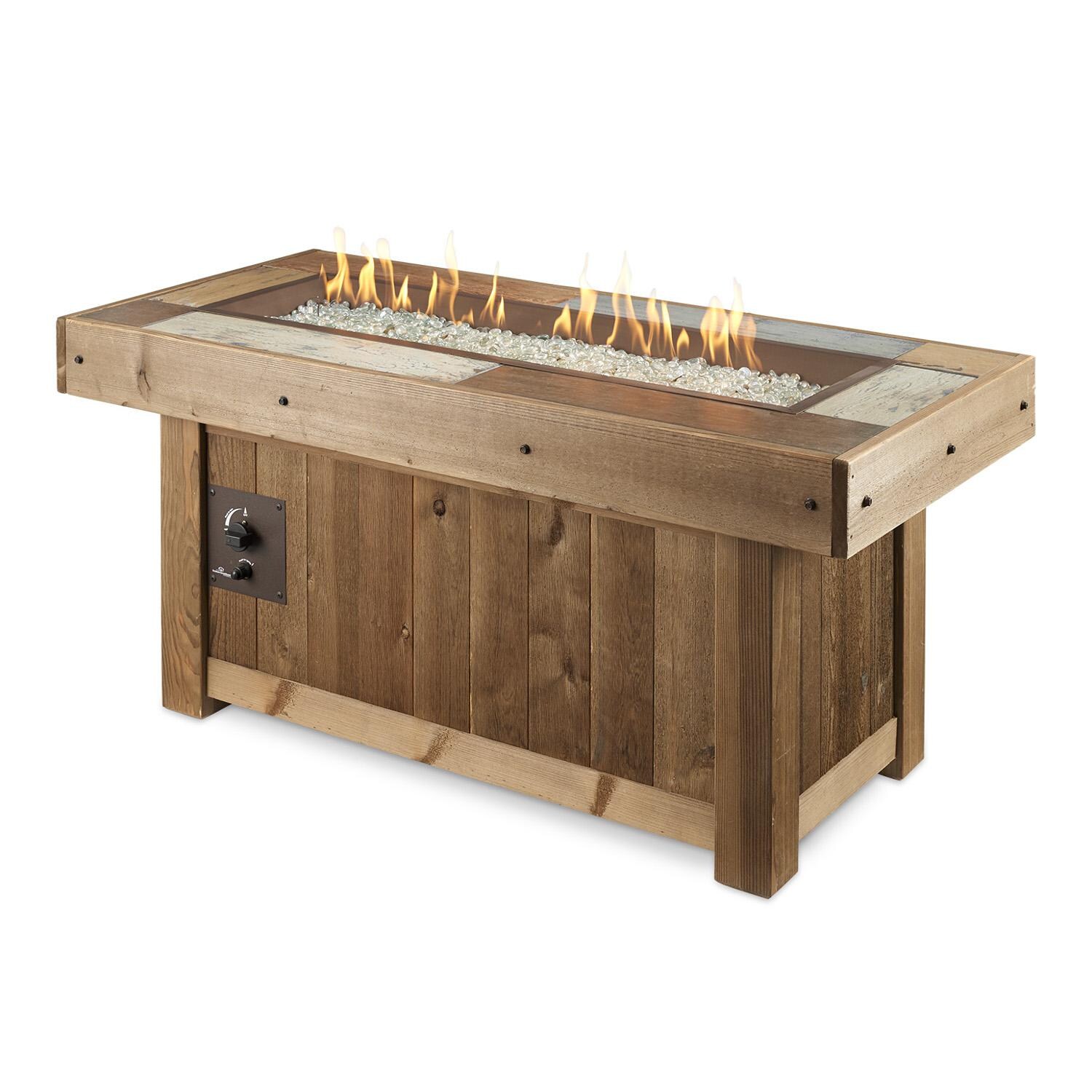 The Outdoor GreatRoom Company Vintage Linear Gas Fire Pit Table - Brown - Flame thumbnail