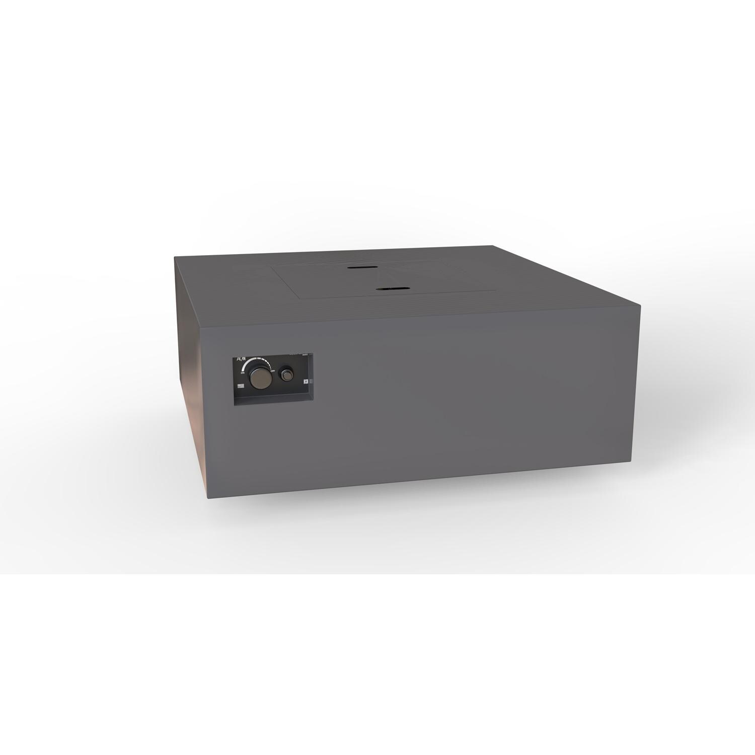 AON 40 Inch Square Powder Coated Steel Propane Fire Pit Table W/ Platinum Ignition in Charcoal By Warming Trends - Angled View - White Background thumbnail