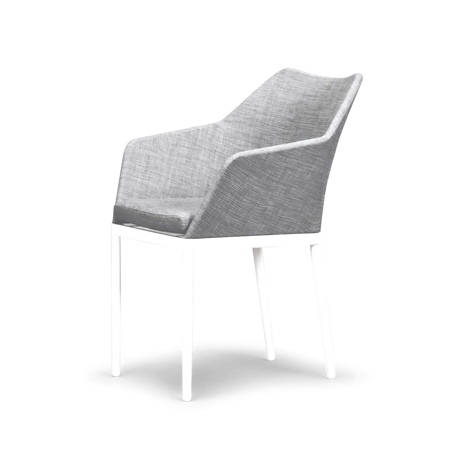 Starlook Bay Aluminum Dining Arm Chair in White by Lakeview - Left Side Angle - White Background thumbnail
