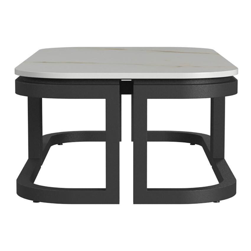 Malibu 6 Pc Aluminum Seating Set By Sunset West - Coffee Table - Side View - White Background thumbnail