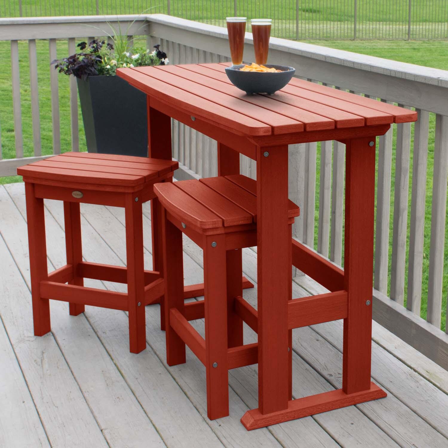 Hart Lane 3 Pc Recycled Plastic Counter Height Dining Set in Rustic Red By Lakeview - Lifestyle thumbnail