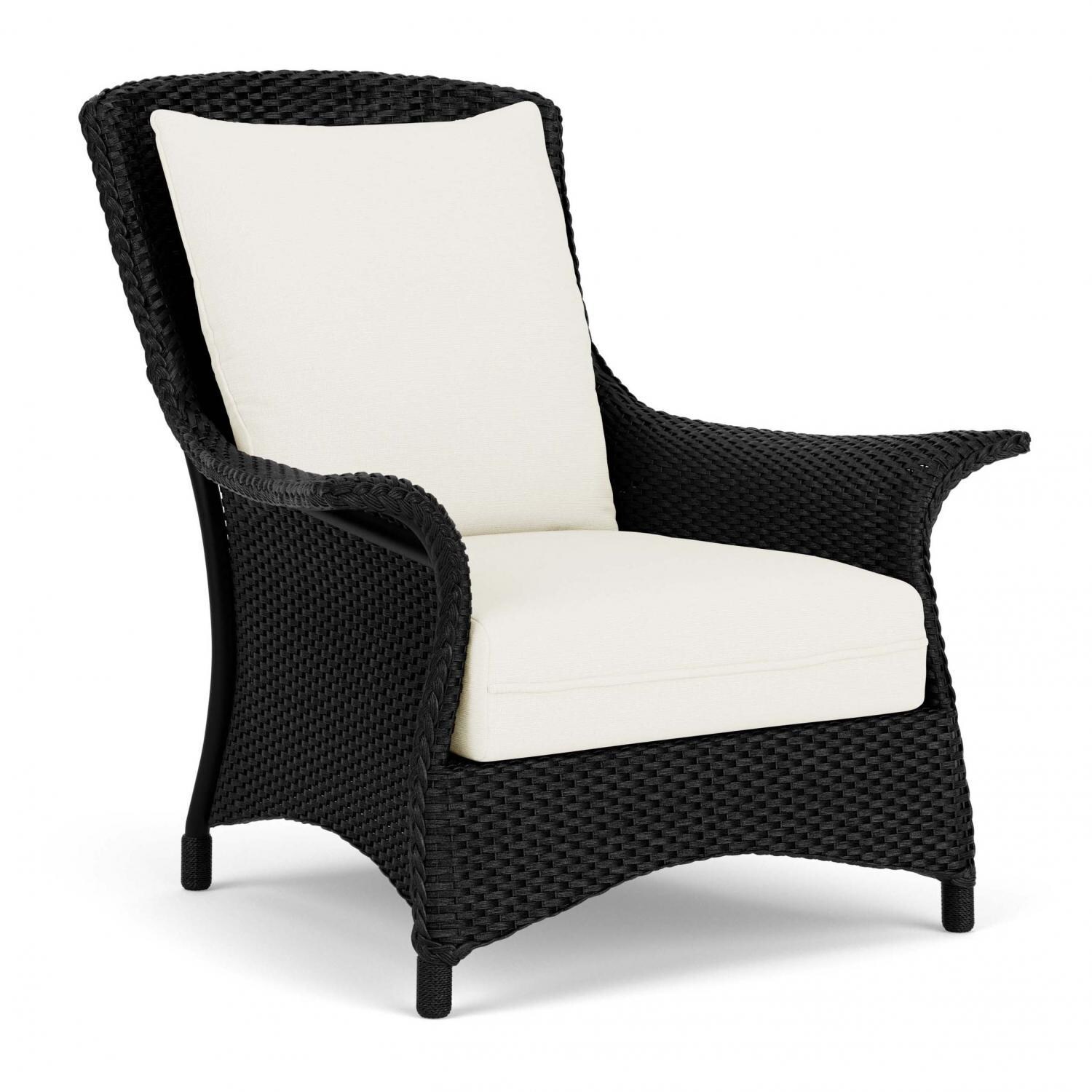 Lloyd Flanders Mandalay Lounge Chair in Ebony Finish with Sailcloth Salt fabric - Angled thumbnail