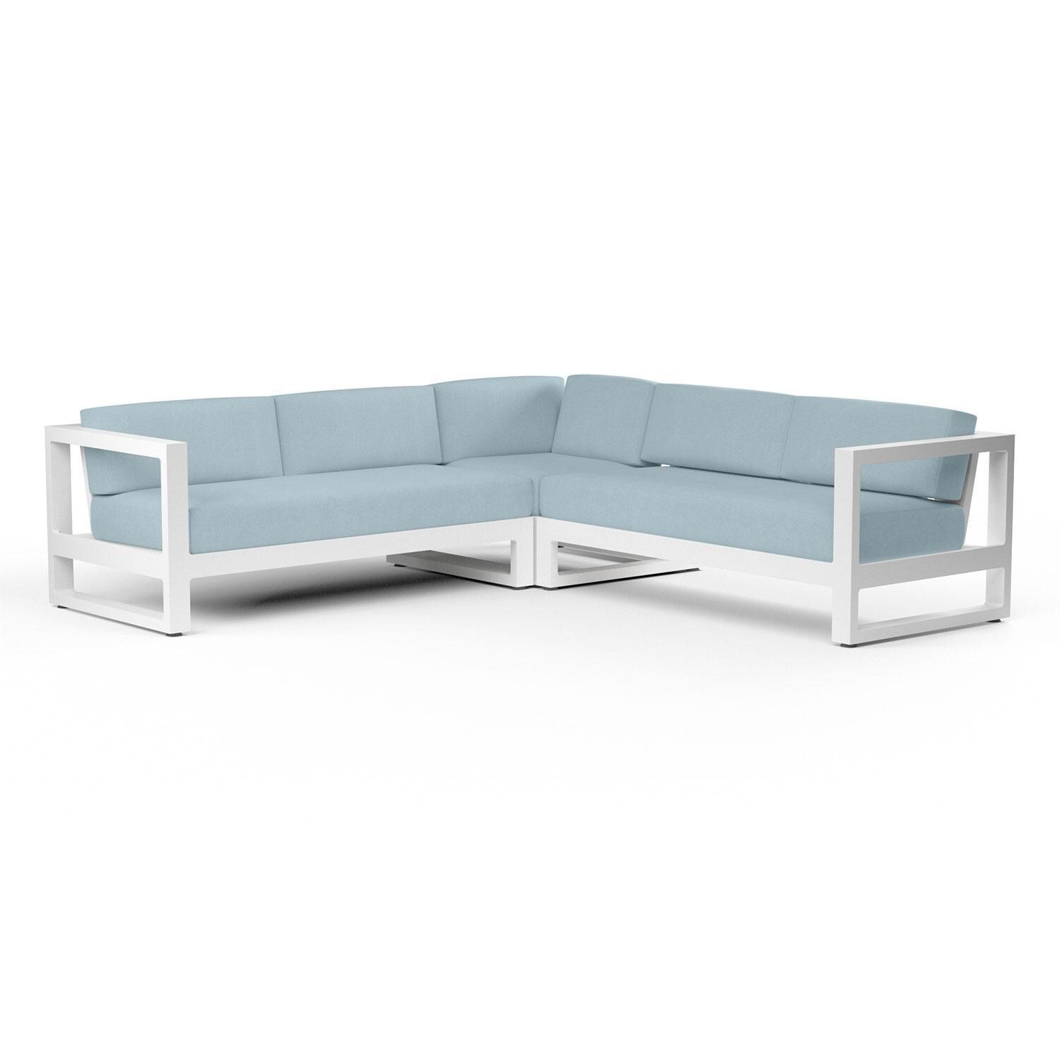 Newport Aluminum Patio Sectional in Canvas Skyline w/ No Welt by Sunset West - Display - White Background thumbnail
