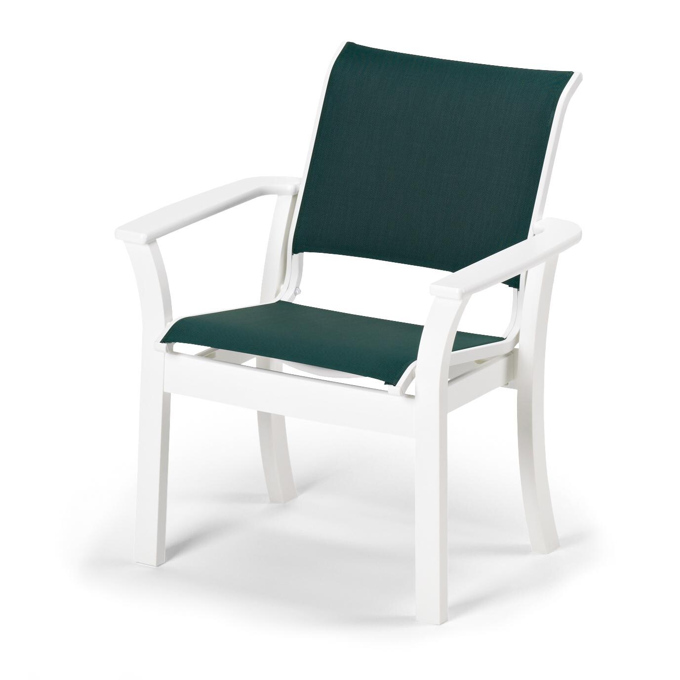Leeward MGP Stacking Patio Cafe Chair With Sling Seating By Telescope Casual - Textured Snow/Forest Green