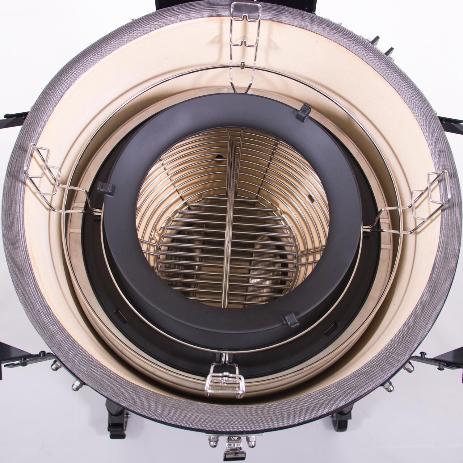 Kamado Joe BJ3PKG BIG JOE III Bundle - BJ24NRHCI Big Joe III 24-Inch Ceramic Kamado Grill - Slo Roller Open - Detail thumbnail