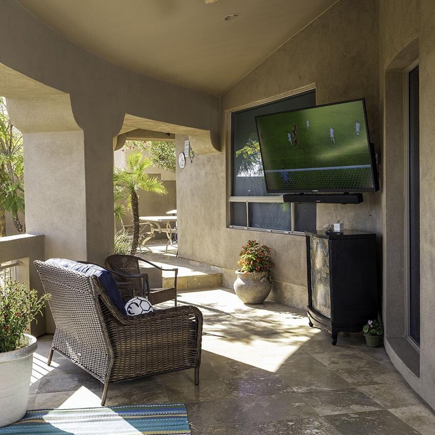 Furrion FSBNN30MST 130W 2.1 Outdoor Soundbar w/Built-in subwoofer Bundle - TV with Soundbar Outside thumbnail