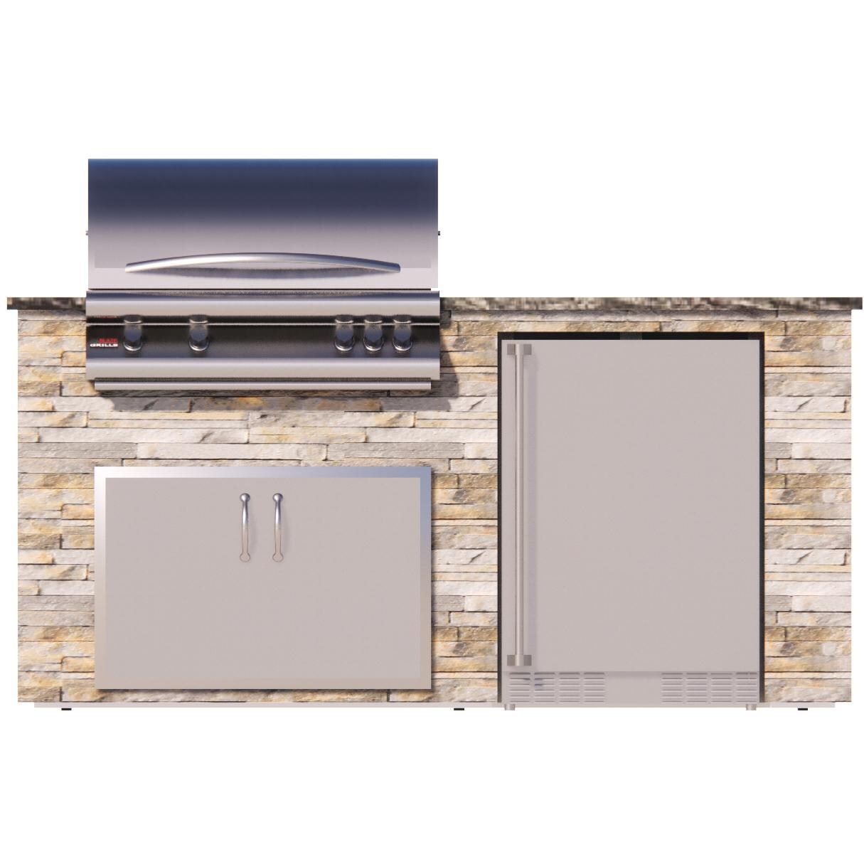 BBQGuys Signature 6-Foot Finished Island Kitchen W/ Blaze Premium LTE 32-Inch Propane Gas Grill & Outdoor Rated Refrigerator - Sierra Sandstone W/ Tiramisu Granite thumbnail