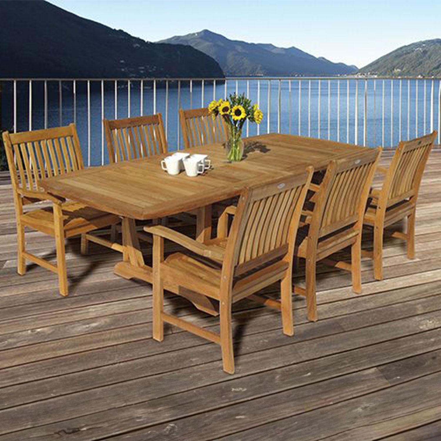 Compass Teak Dining Arm Chair by Royal Teak Collection - W/ Dining Set (Sold Separately) - Lifestyle thumbnail