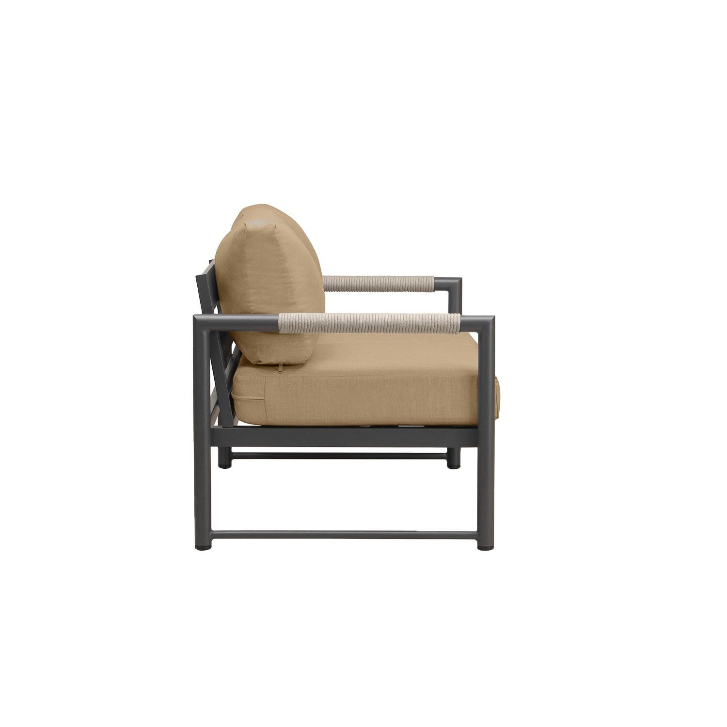 Lakeview AVEBAY-SL-PG-LS-HB Avenue Bay Slate/Pebble Gray Loveseat - Heather Beige - Side View - White Background thumbnail