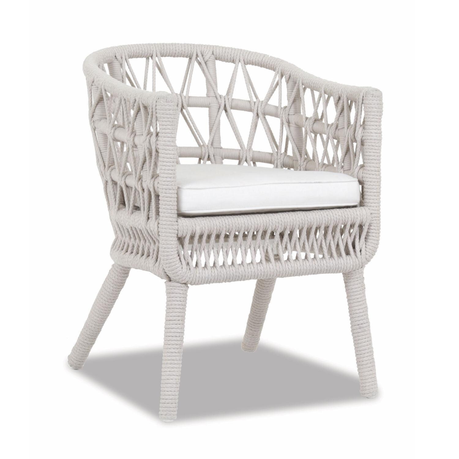 Dana Olefin Rope Patio Dining Chair W/ Sunbrella Linen Canvas Cushions by Sunset West - Display - White Background thumbnail