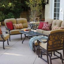 Darlee Santa Monica 8 Piece Cast Aluminum Conversation Seating Set - End Table With Ice Bucket Insert