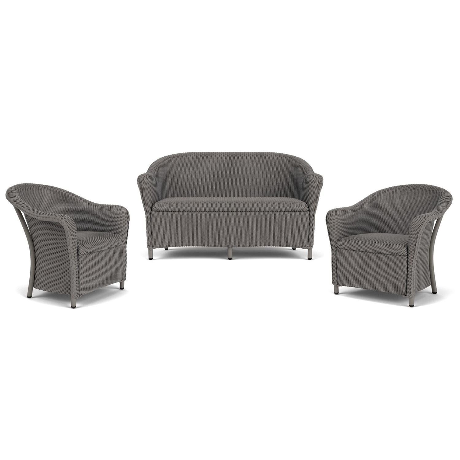 Reflections 3 Pc Lloyd Loom Seating Set in Pewter by Lloyd Flanders