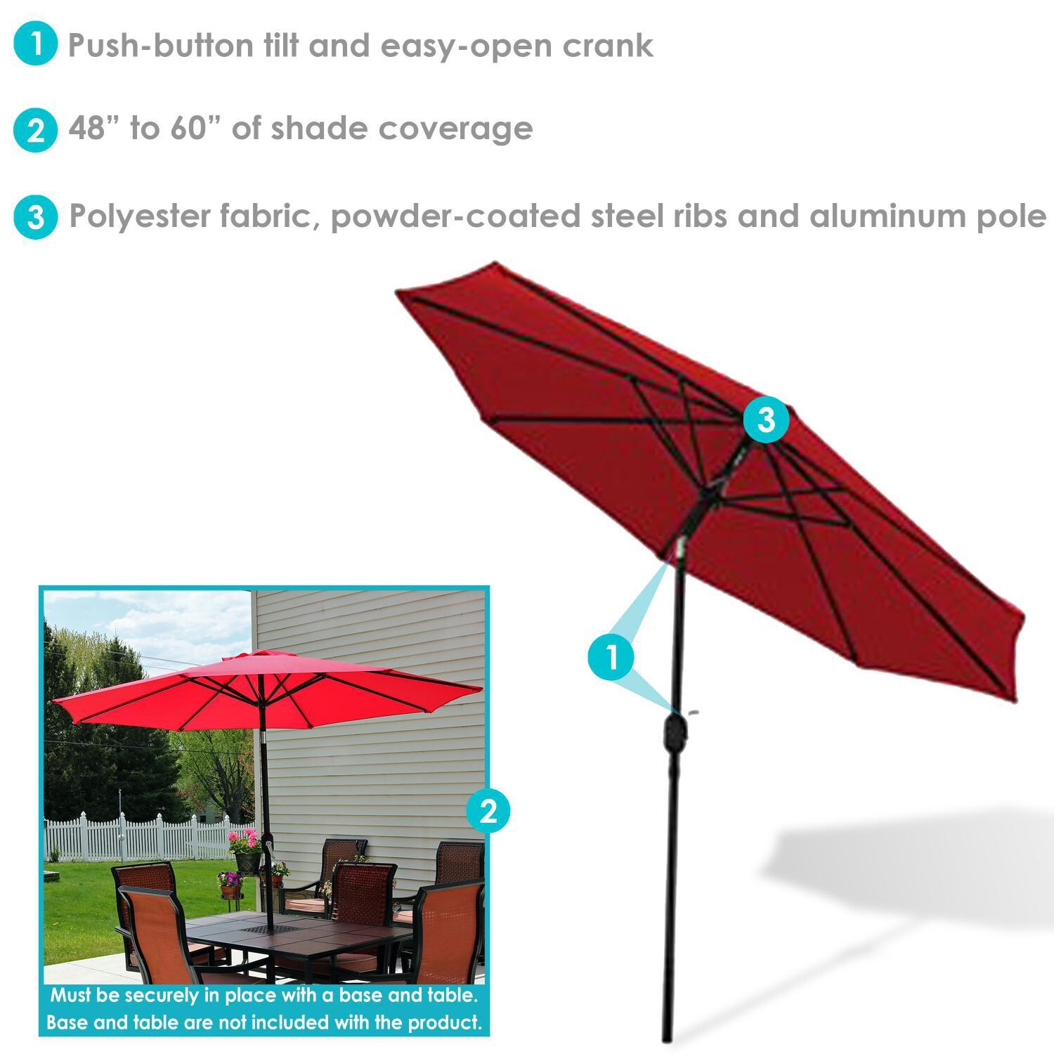 Ultimate Patio 9 Ft. Octagonal Patio Umbrella W/ Crank Lift - Red - Overview thumbnail