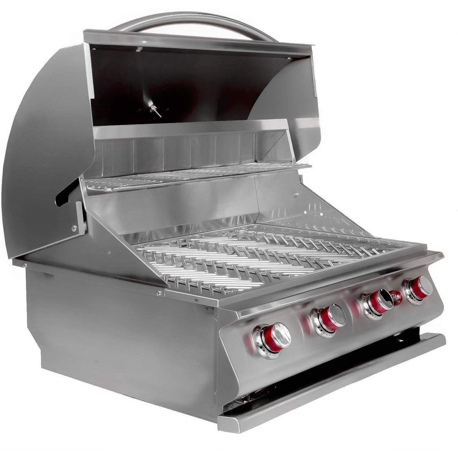 Cal Flame G4 32-Inch 4-Burner Built-In Propane Gas Grill - Side View Open thumbnail