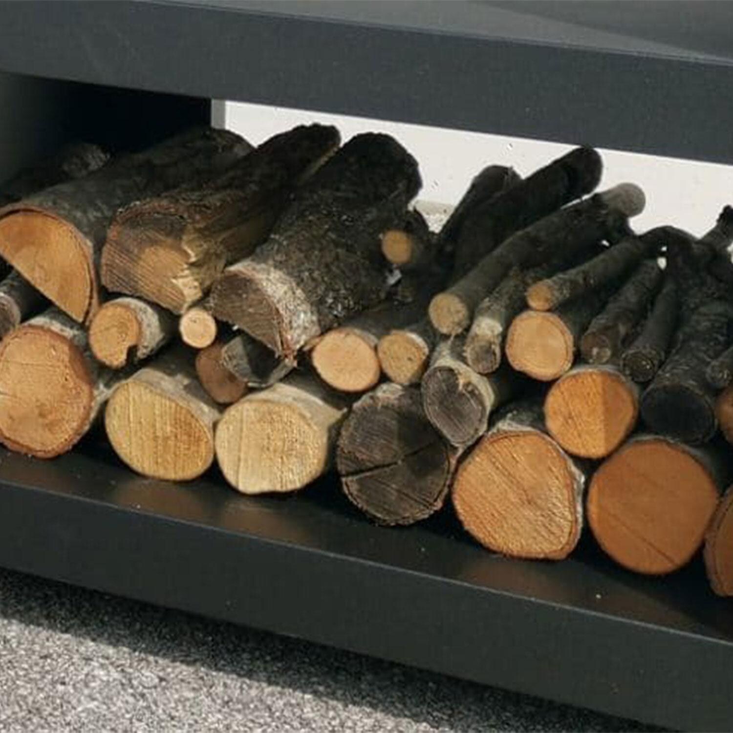 XO Appliance XOPIZZA4CART Pizza Oven Cart for XOPIZZA4 - Wood Inserted on Bottom Shelf - Detail thumbnail