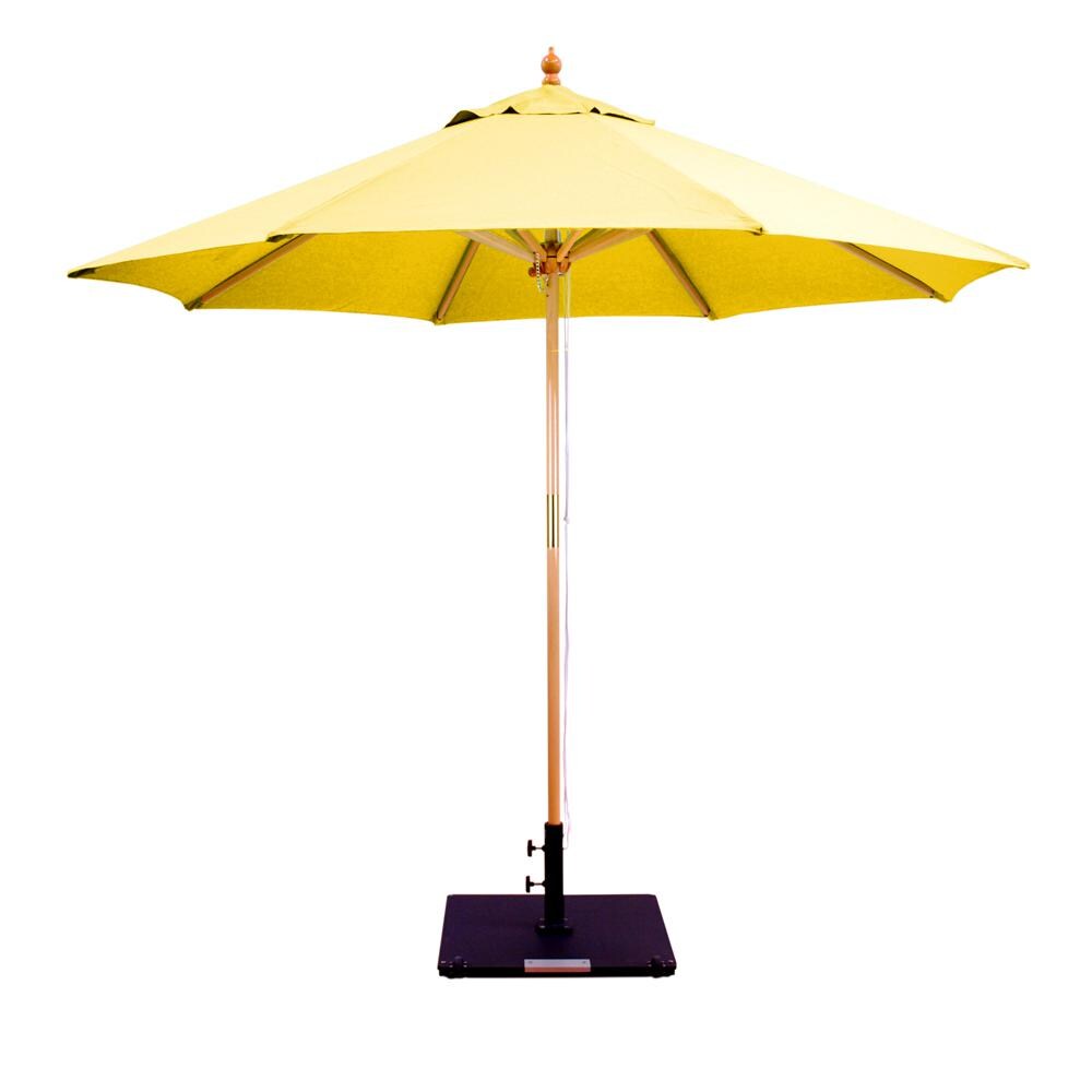 Galtech 9 Ft. Octagonal Wood Patio Umbrella W/ Pulley Lift - Light Wood Frame W/ Sunflower Yellow Sunbrella Fabric (Umbrella Base Not Included) thumbnail