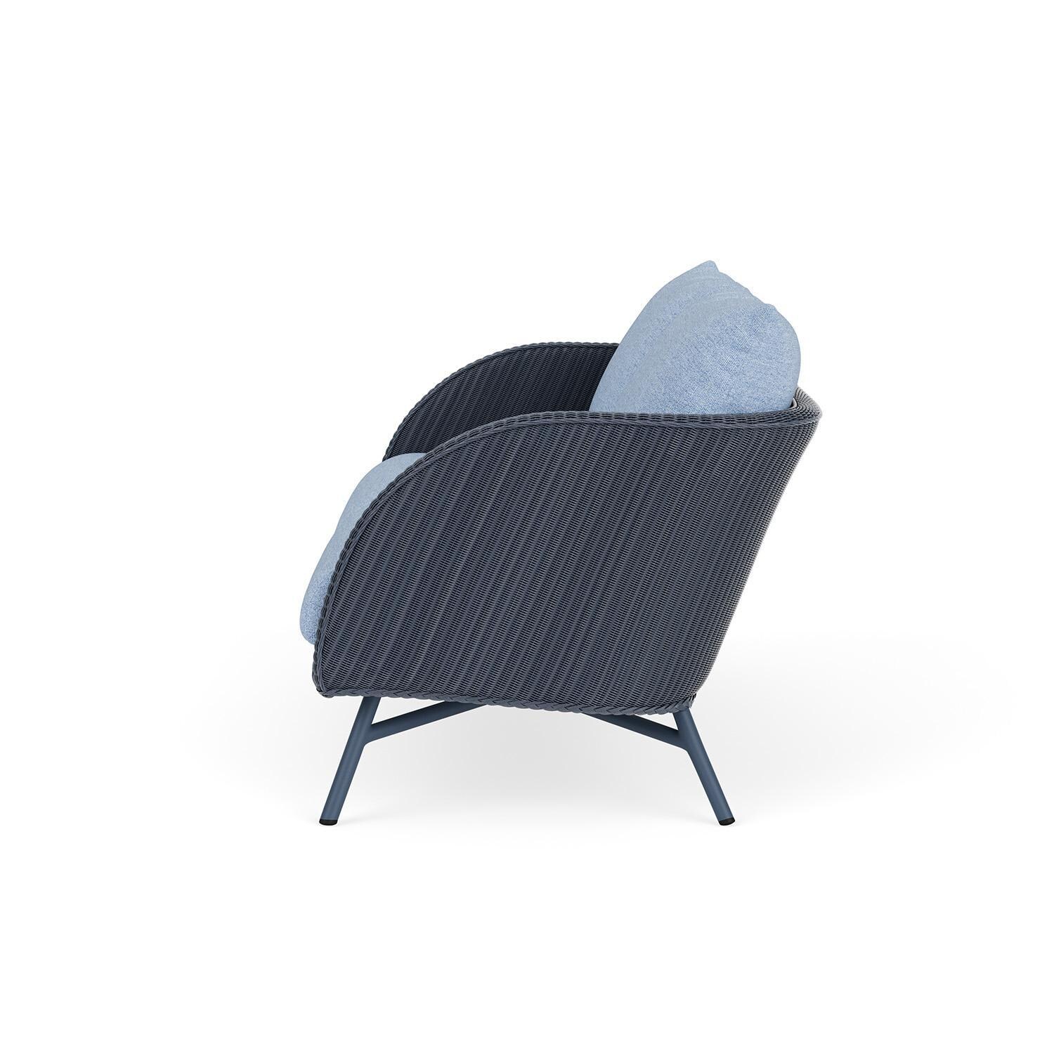 Lloyd Flanders Essence Loveseat W/Demo Skyway Fabric - Denim Blue Finish - Side thumbnail