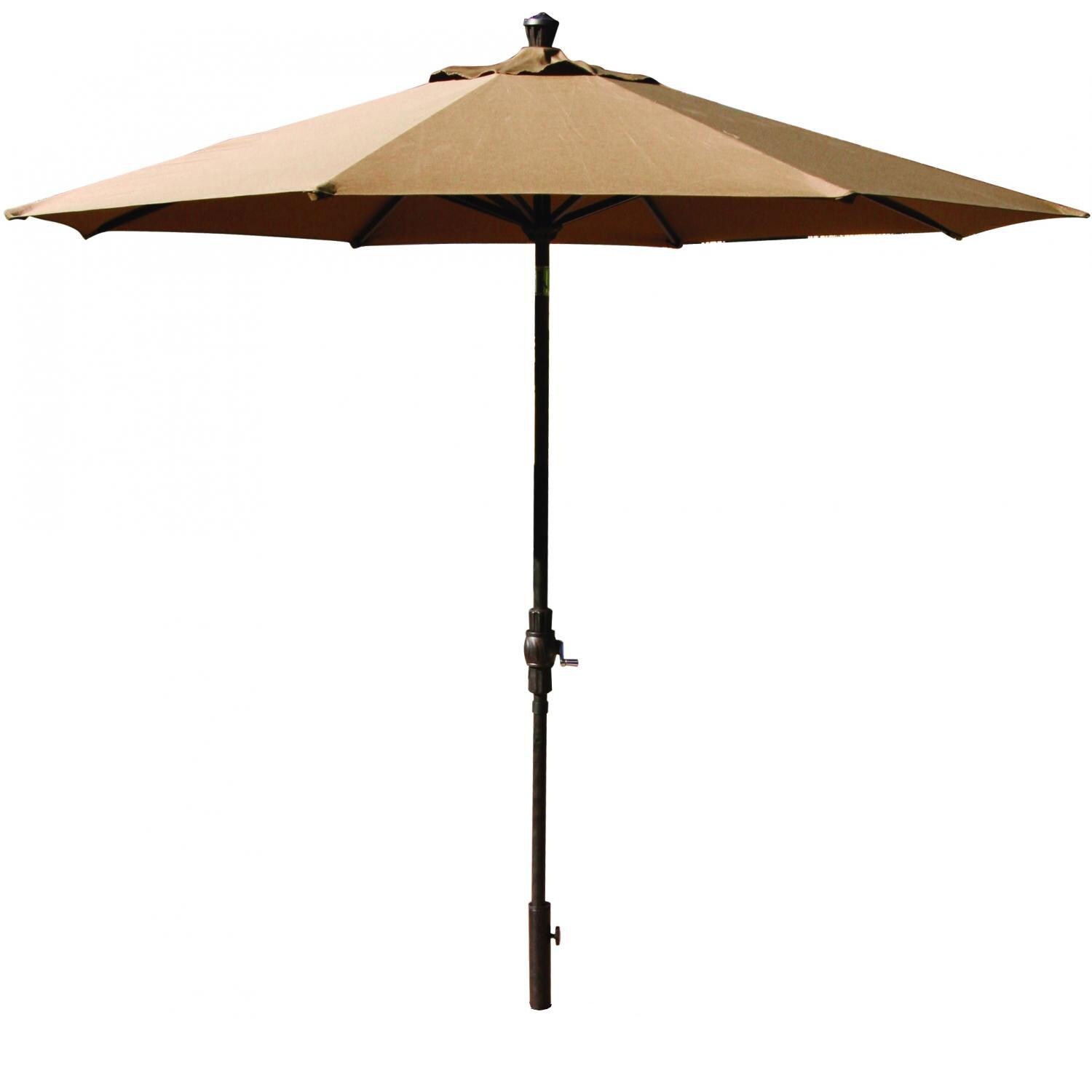 Darlee 9 Ft. Octagonal Bar Height Market Umbrella w/ Auto Tilt - Antique Bronze w/ Neutral Brown Canopy