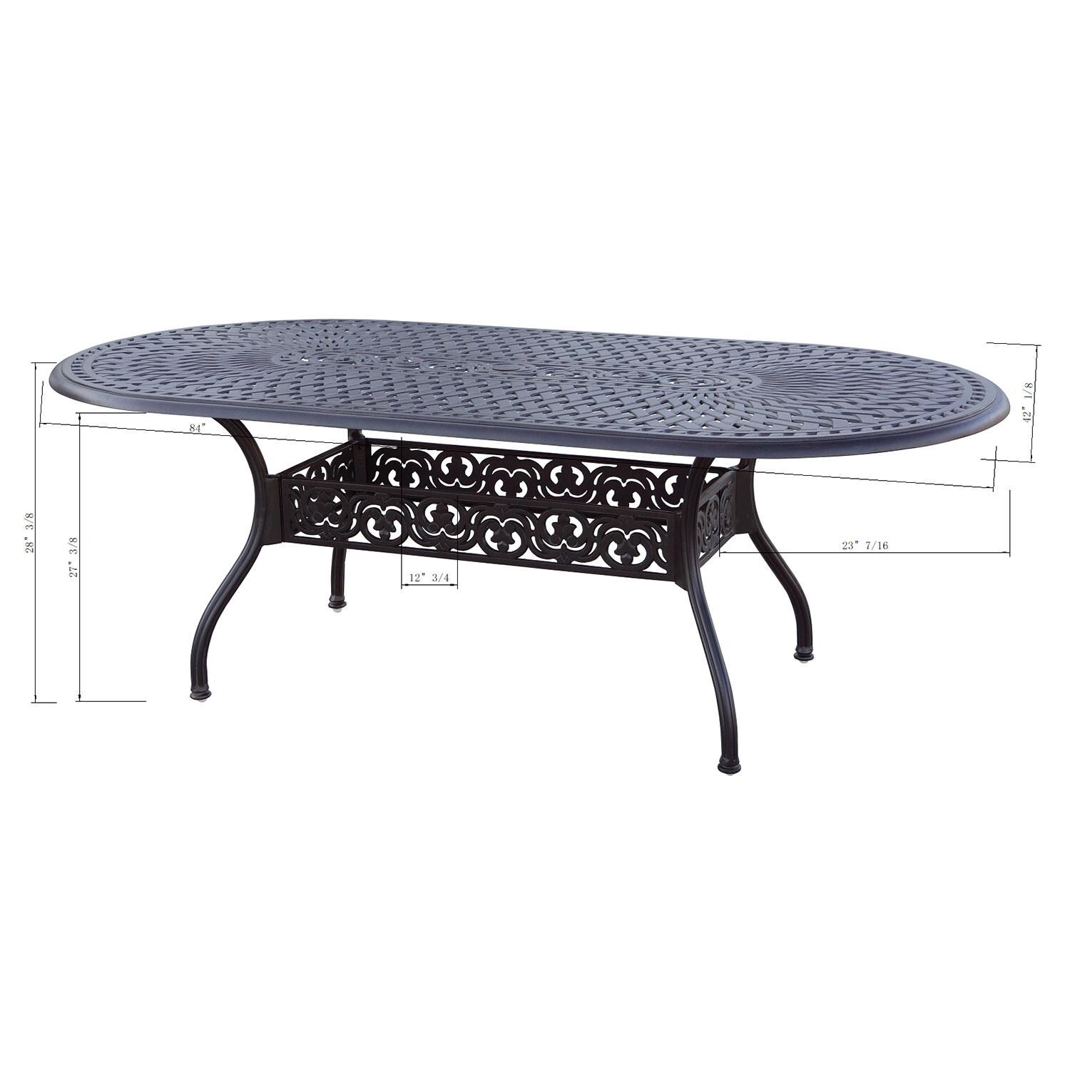 Darlee Santa Barbara 6-Person Patio Dining Set - Antique Bronze - Dining Table - White Background thumbnail