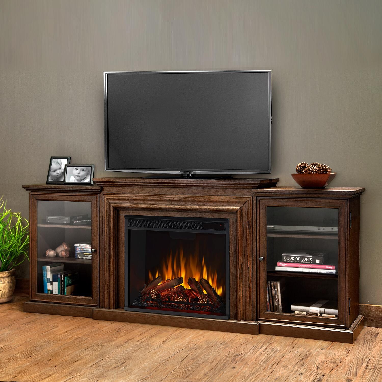 Real Flame 7740E-CO Frederick 72-Inch Electric Fireplace Entertainment Center - Chestnut Oak