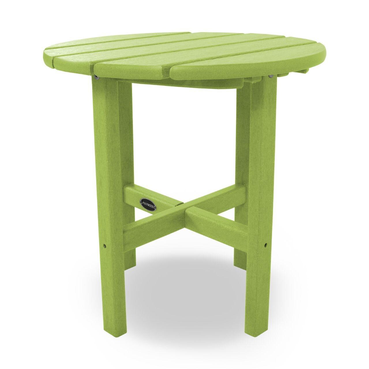 18 Inch Round Lime Recycled Plastic Wood Patio End Table By POLYWOOD