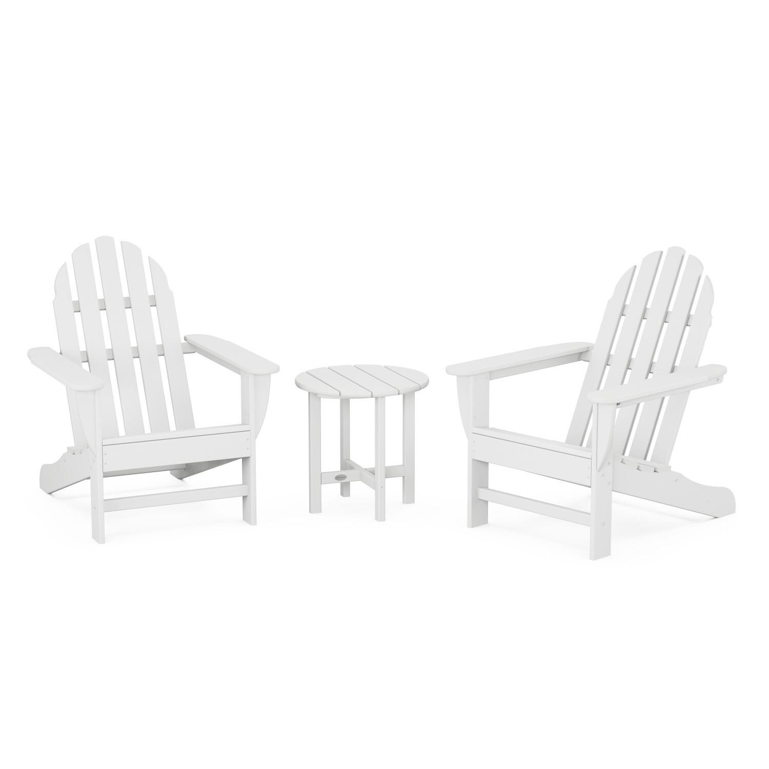 POLYWOOD PWS417-1-WH Classic Adirondack 3-Piece Set - Full Set