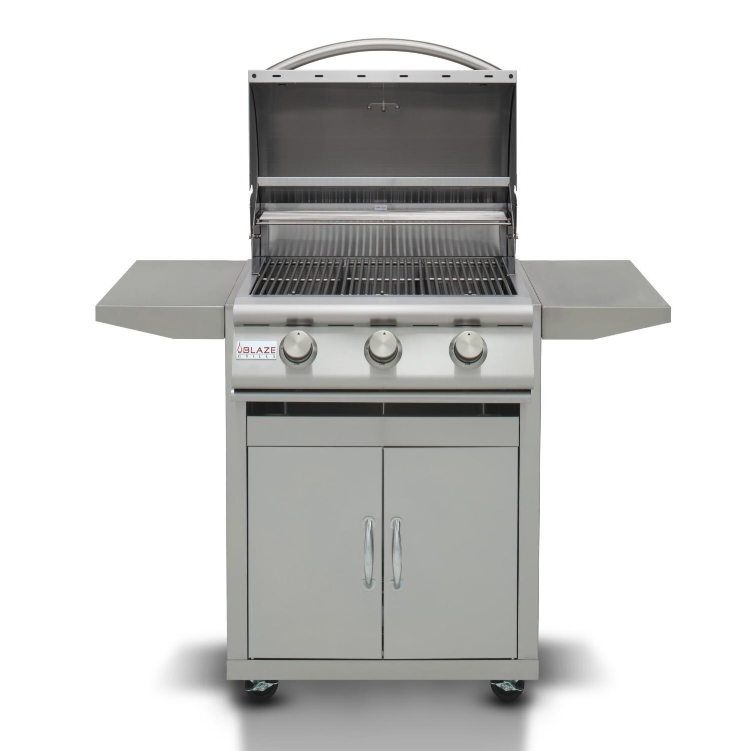 Blaze - BLZ-3LBM-NG Prelude LBM 25-Inch 3-Burner Natural Gas Grill - Hood Open thumbnail