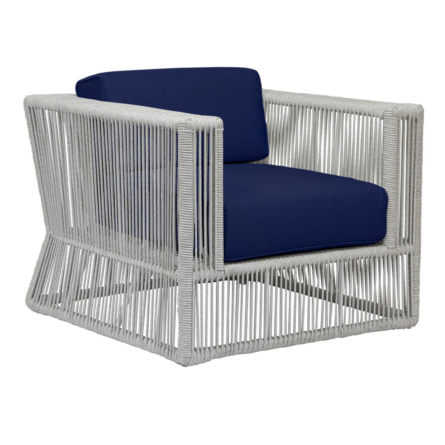 Miami Olefin Rope Patio Club Chair in Echo Midnight w/ Self Welt by Sunset West - Display - White Background thumbnail