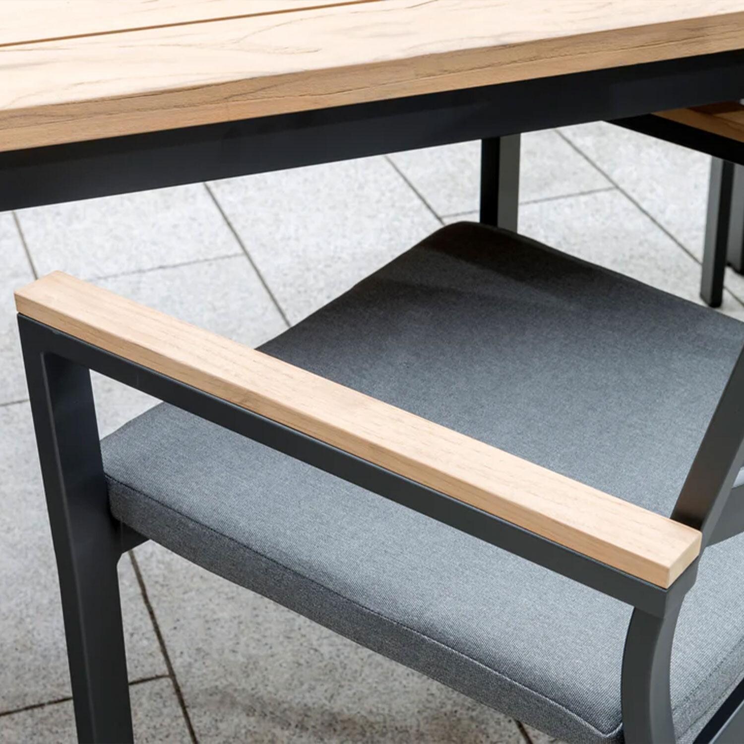 Elba 7 Pc Aluminum/Teak Dining Set in Cast Silver By KETTLER - Arm Rest - Detail thumbnail