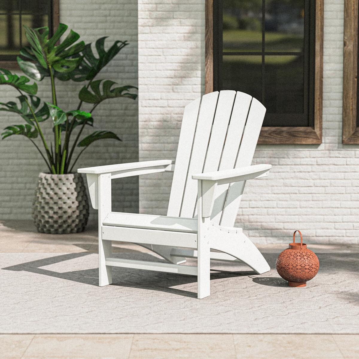 POLYWOOD Nautical Adirondack Chair White BBQGuys