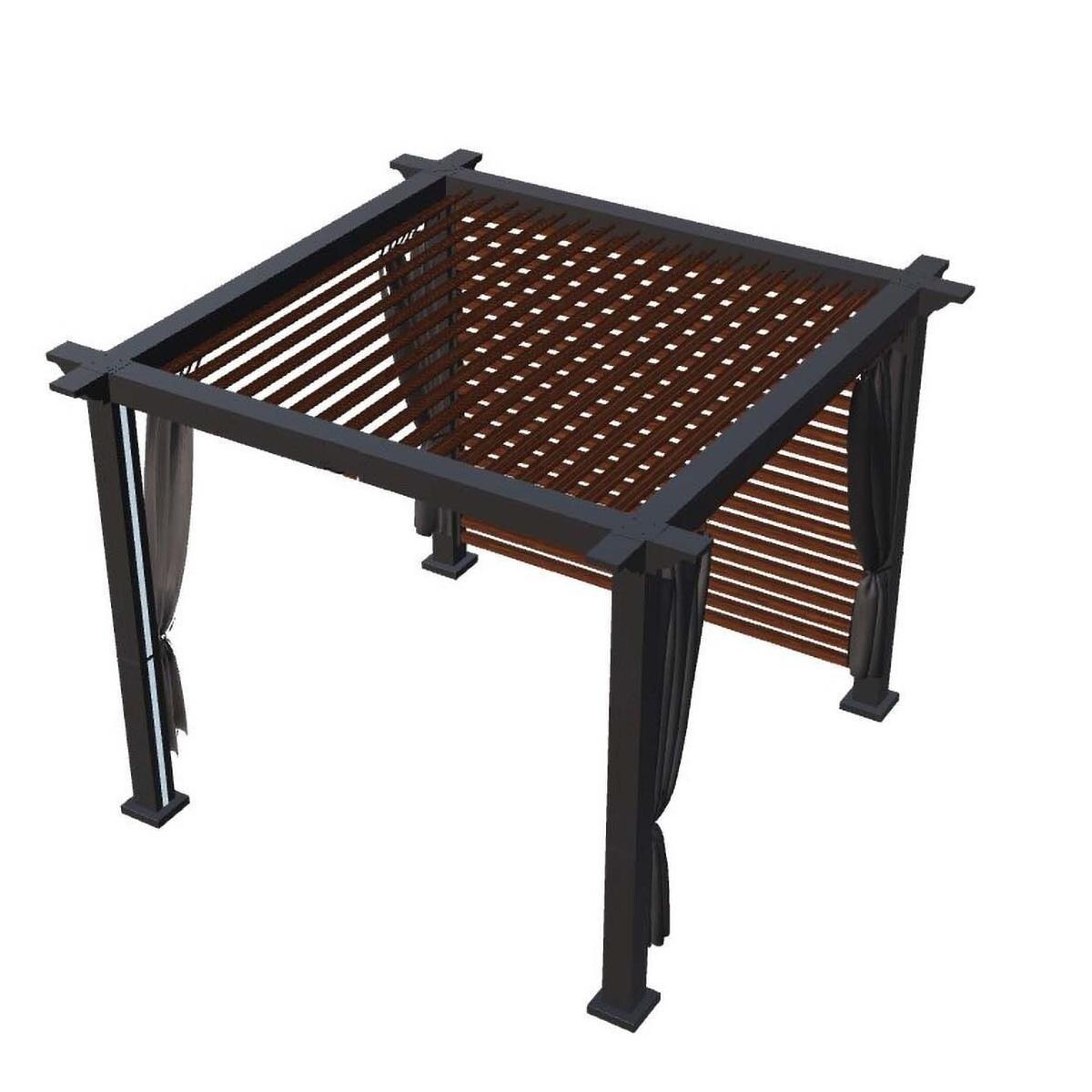 10 - x10 - Cabana in Aspen w/ Corbels & Walnut Louvers by Lakeview Outdoor Designs - White Background thumbnail