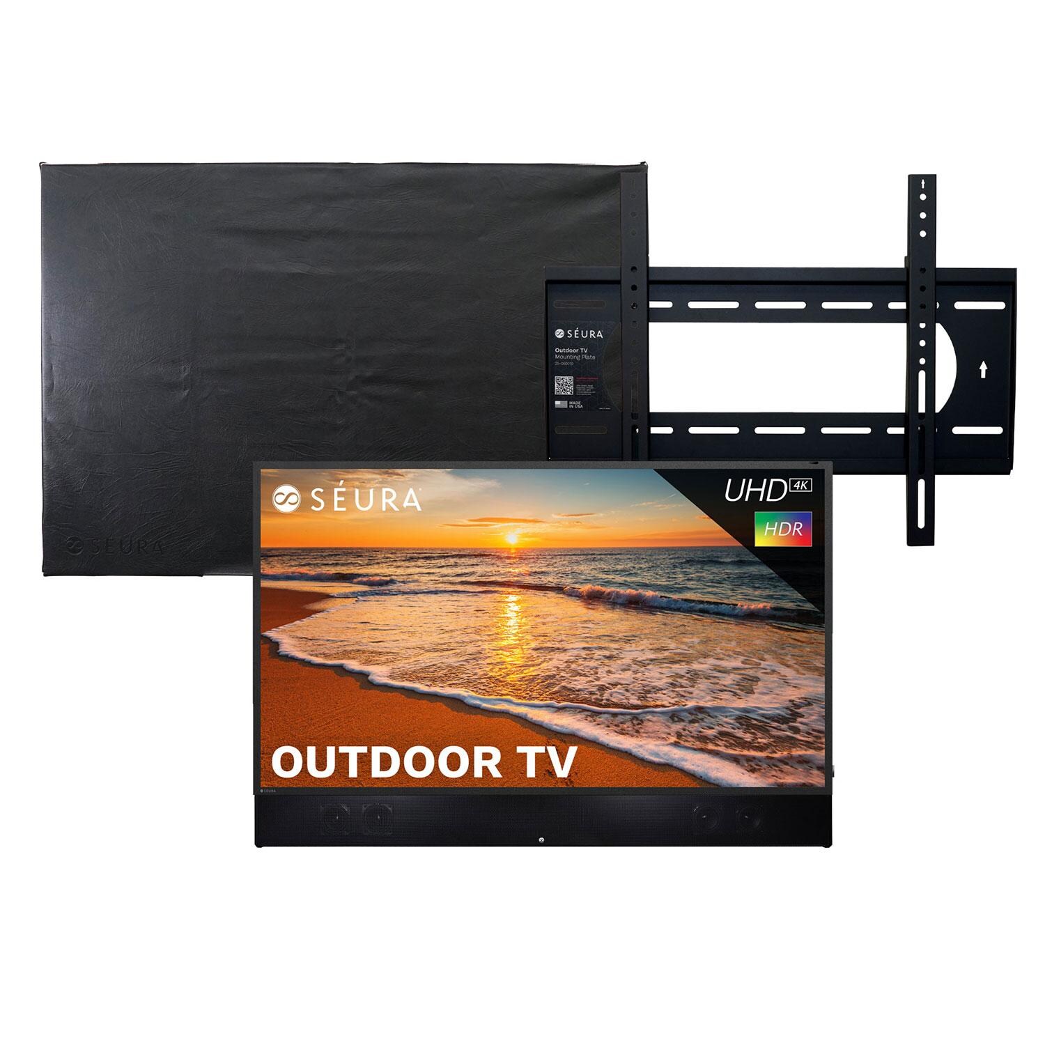 Seura Series 2 65 Inch Full Sun 4K LED HDR All-In Bundle w/ Cover, Soundbar & Mount Outdoor TV-UB4-65-SSB-2-SW-2-CVRSPK4-65