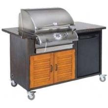Outdoor GreatRoom Company Complete Rock N Roll Island With Professional Gourmet Propane Gas Grill Honeycomb Granite Top And Wood Doors