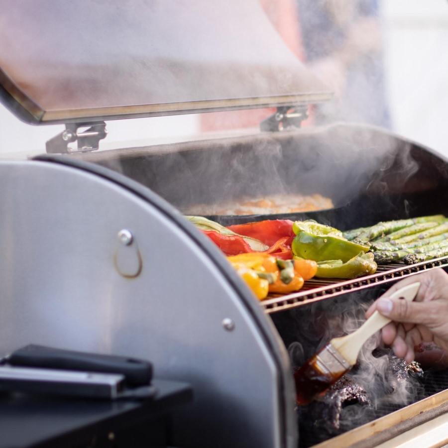 Camp Chef PG24WWSB + PG14BB Woodwind Pro WiFi 24-Inch Pellet Grill With Propane Sidekick Sear Box - Lifestyle - Close-Up thumbnail