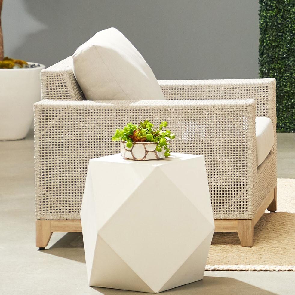 Lakeview Ranch Pointe Woven Rope Sofa Chair in Taupe & White - Lifestyle thumbnail