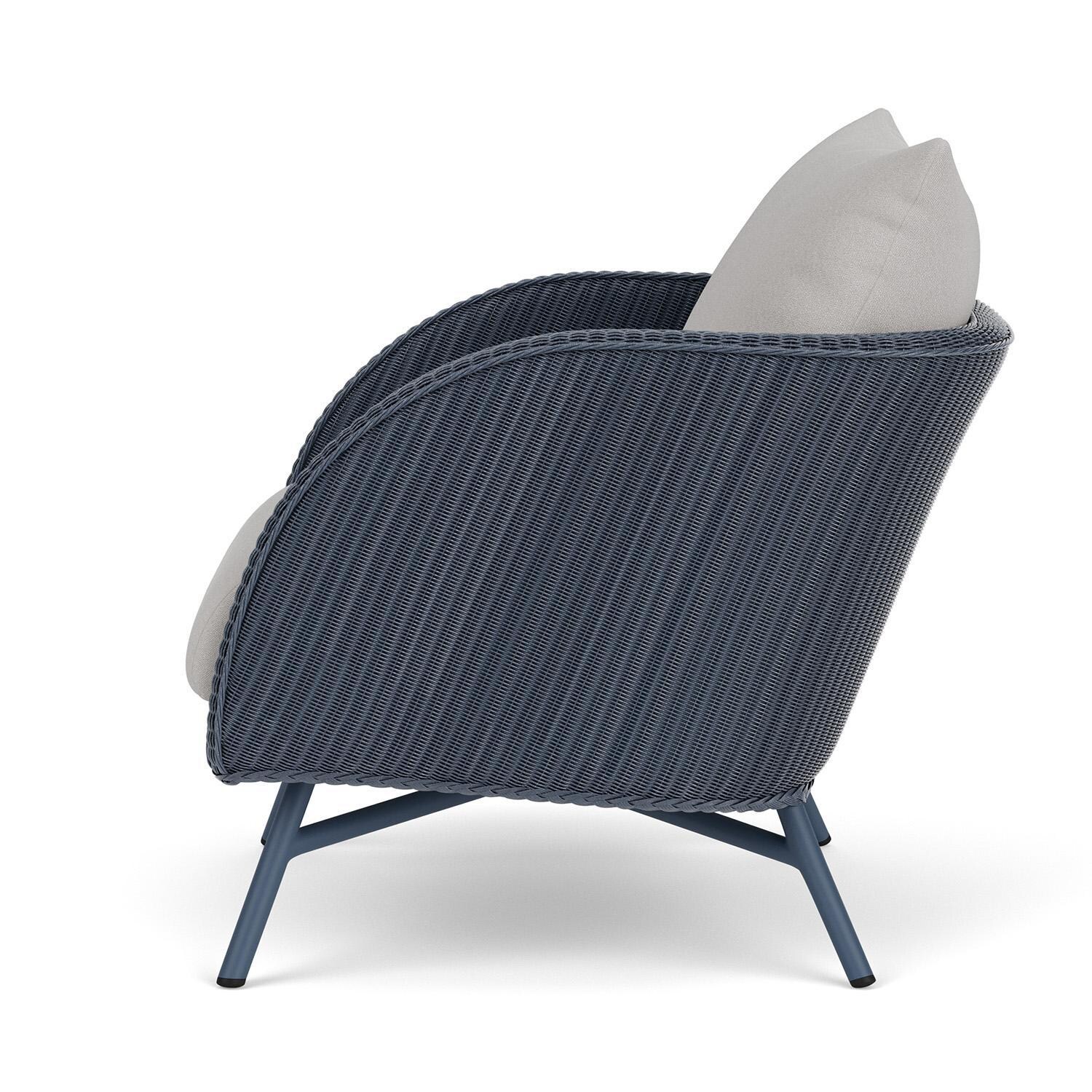 Lloyd Flanders Essence Lounge Chair W/Tundra Dove Fabric - Denim Blue Finish - Side thumbnail